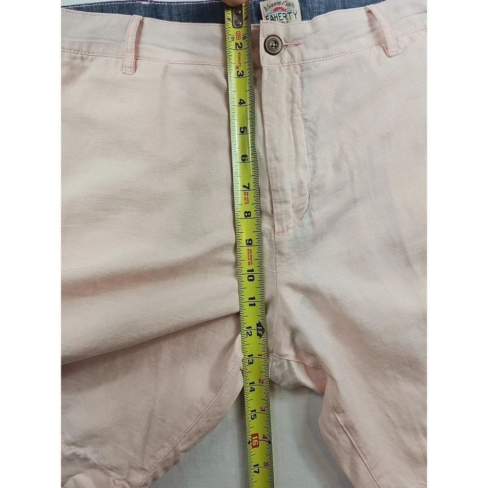 Faherty Shorts Mens 36 Pink Linen Malibu Beach Stretch Breathable Outdoors‎